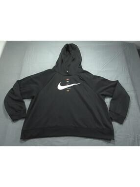 Nike Hoodie Womens Plus One X Sportswear Black Big Swoosh Fleece Pullover